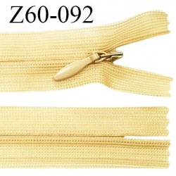 Fermeture zip 60 cm couleur beige non séparable avec glissière nylon prix à l'unité