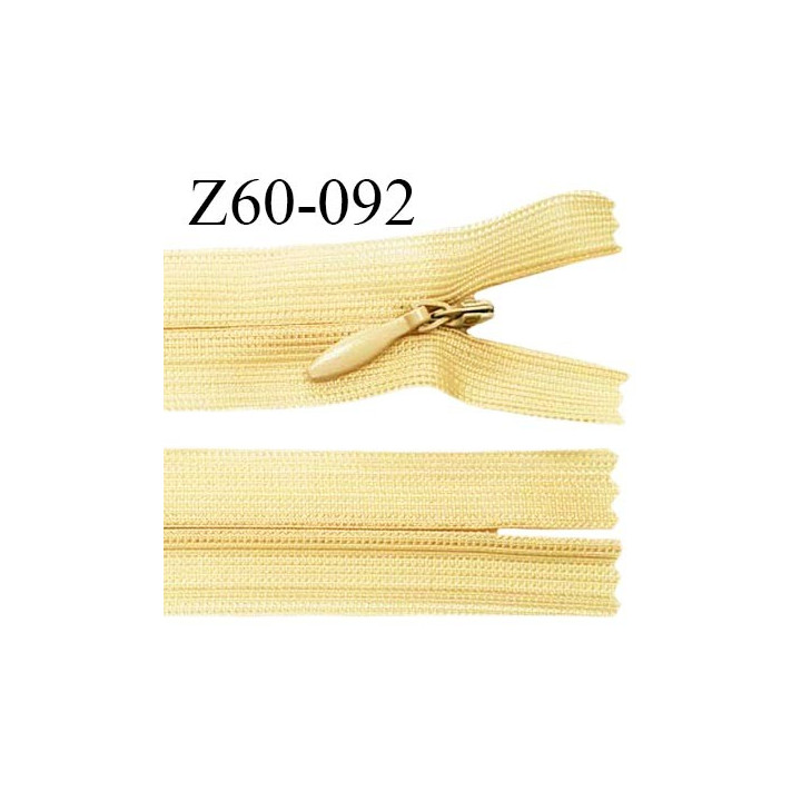 Fermeture zip 60 cm couleur beige non séparable avec glissière nylon prix à l'unité