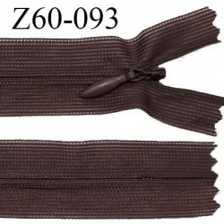 Fermeture zip 60 cm couleur chocolat non séparable avec glissière nylon prix à l'unité