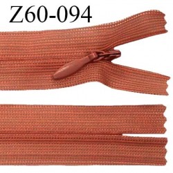 Fermeture zip 60 cm couleur terracotta non séparable avec glissière nylon prix à l'unité