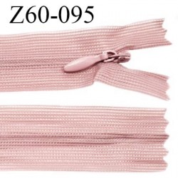 Fermeture zip 60 cm couleur vieux rose non séparable avec glissière nylon prix à l'unité