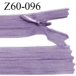 Fermeture zip 60 cm couleur lavande non séparable avec glissière nylon prix à l'unité