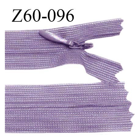 Fermeture zip 60 cm couleur lavande non séparable avec glissière nylon prix à l'unité