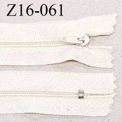 Fermeture zip 16 cm non séparable couleur écru zip glissière nylon invisible prix à l'unité