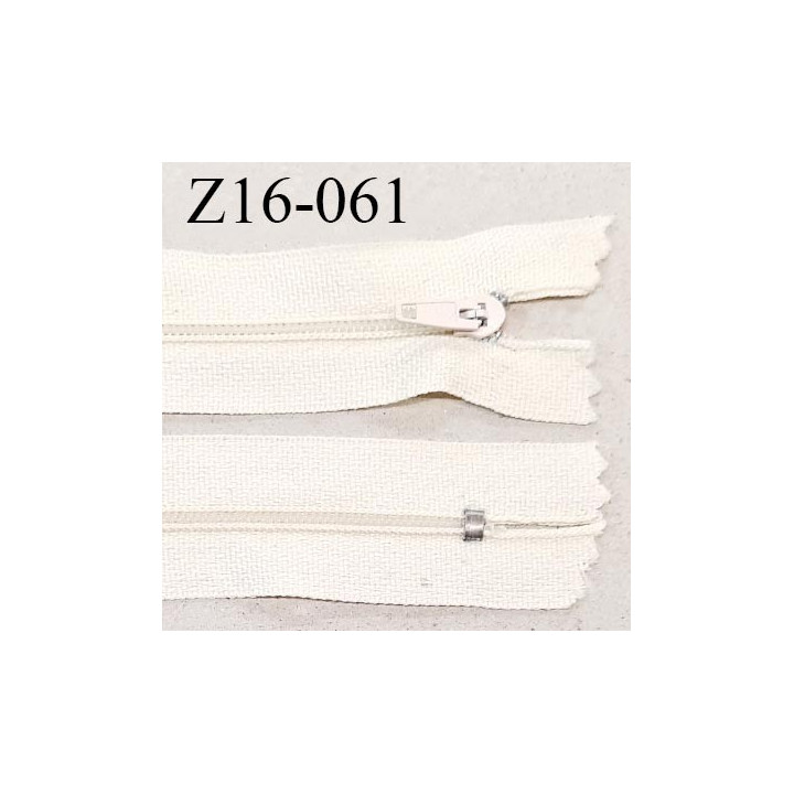 Fermeture zip 16 cm non séparable couleur écru zip glissière nylon invisible prix à l'unité