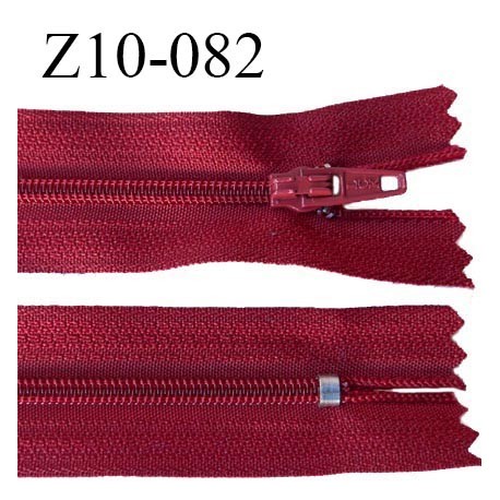 Fermeture zip 10 cm couleur rouge foncé non séparable largeur 2.5 cm glissière nylon largeur 4 mm longueur 10 cm prix à l'unité