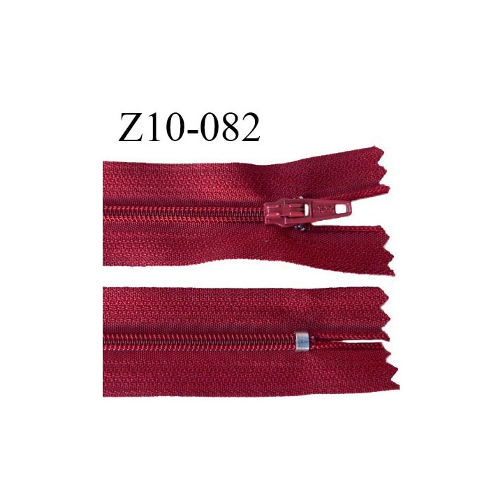 Fermeture zip 10 cm couleur rouge foncé non séparable largeur 2.5 cm glissière nylon largeur 4 mm longueur 10 cm prix à l'unité