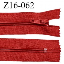 Fermeture zip 16 cm non séparable couleur rouge brique zip glissière nylon invisible prix à l'unité