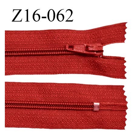 Fermeture zip 16 cm non séparable couleur rouge brique zip glissière nylon invisible prix à l'unité