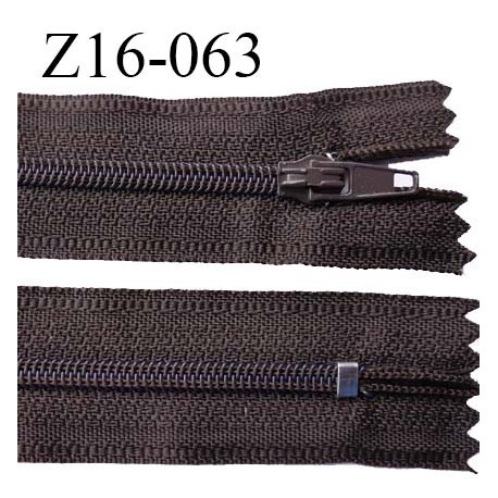 Fermeture zip 16 cm non séparable couleur chocolat foncé zip glissière nylon invisible prix à l'unité
