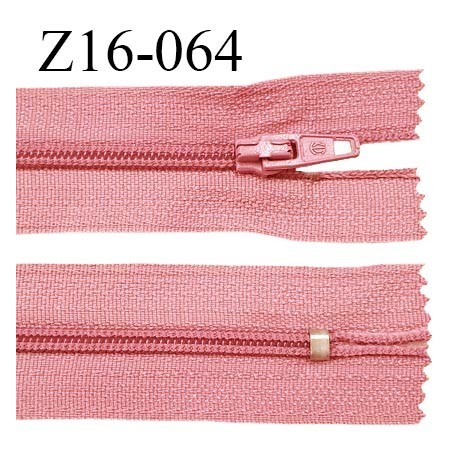 Fermeture zip 16 cm non séparable couleur rose corail zip glissière nylon invisible prix à l'unité