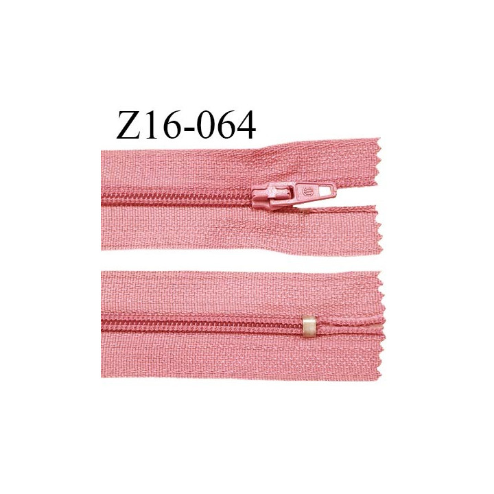 Fermeture zip 16 cm non séparable couleur rose corail zip glissière nylon invisible prix à l'unité