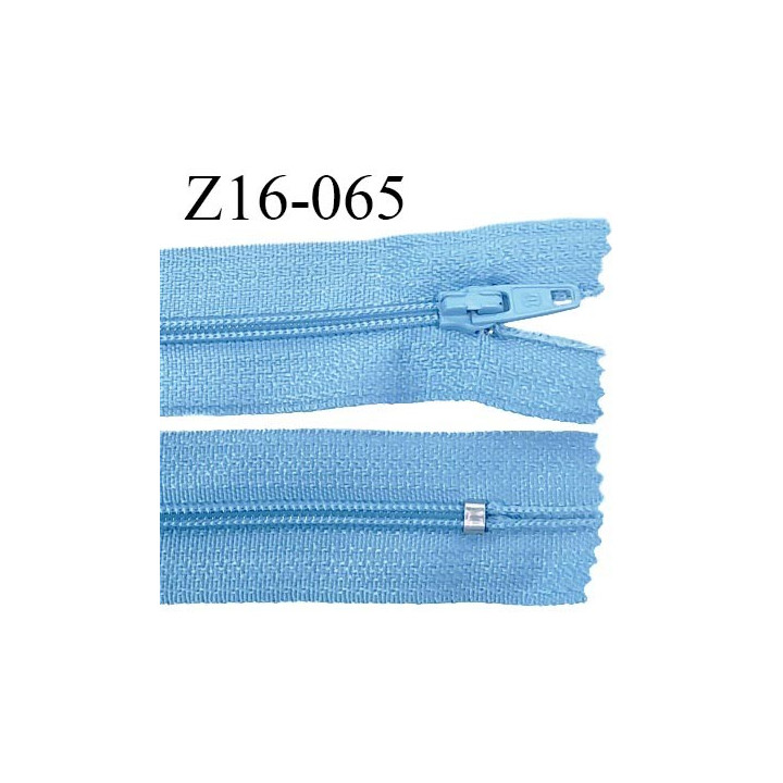 Fermeture zip 16 cm non séparable couleur bleu zip glissière nylon invisible prix à l'unité