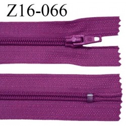 Fermeture zip 16 cm non séparable couleur pivoine zip glissière nylon invisible prix à l'unité