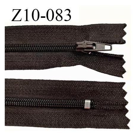 Fermeture zip 10 cm couleur marron foncé non séparable largeur 2.5 cm glissière nylon largeur 4 mm longueur 10 cm prix à l'unité