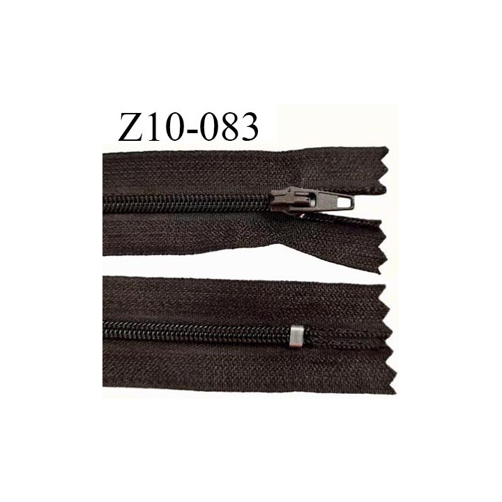 Fermeture zip 10 cm couleur marron foncé non séparable largeur 2.5 cm glissière nylon largeur 4 mm longueur 10 cm prix à l'unité