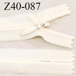 Fermeture zip 40 cm non séparable couleur écru zip glissière nylon invisible prix à l'unité