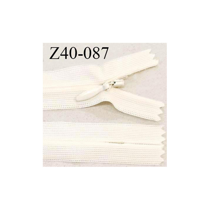 Fermeture zip 40 cm non séparable couleur écru zip glissière nylon invisible prix à l'unité
