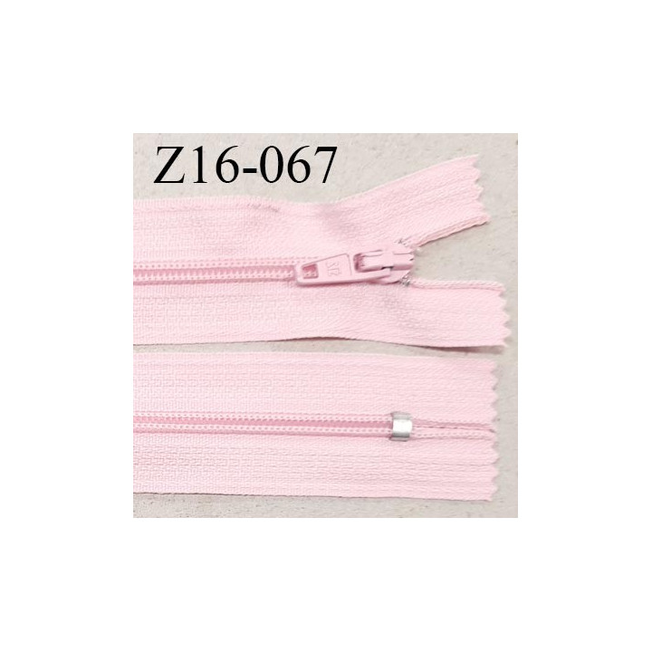 Fermeture zip 16 cm non séparable couleur rose pastel zip glissière nylon invisible prix à l'unité