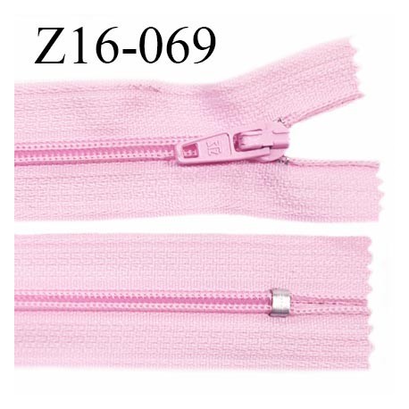 Fermeture zip 16 cm non séparable couleur rose zip glissière nylon invisible prix à l'unité