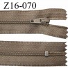 Fermeture zip 16 cm non séparable couleur marron clair zip glissière nylon invisible prix à l'unité