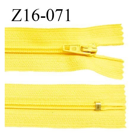 Fermeture zip 16 cm non séparable couleur jaune vif zip glissière nylon invisible prix à l'unité