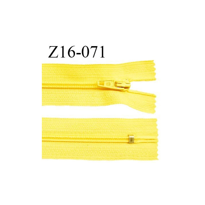 Fermeture zip 16 cm non séparable couleur jaune vif zip glissière nylon invisible prix à l'unité