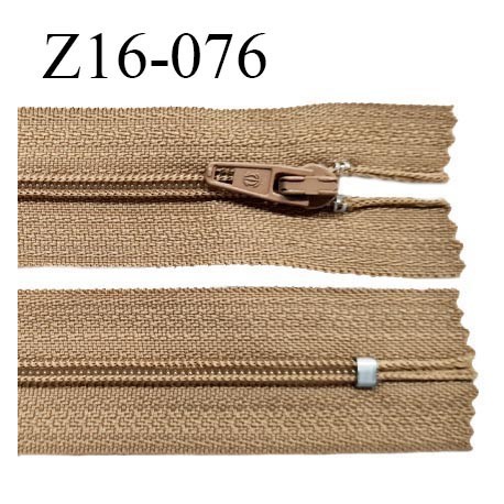 Fermeture zip 16 cm non séparable couleur caramel clair zip glissière nylon invisible prix à l'unité
