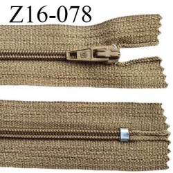 Fermeture zip 16 cm non séparable couleur beige kaki zip glissière nylon invisible prix à l'unité
