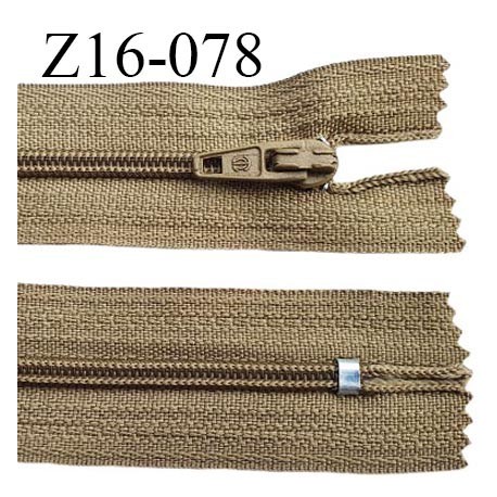 Fermeture zip 16 cm non séparable couleur beige kaki zip glissière nylon invisible prix à l'unité
