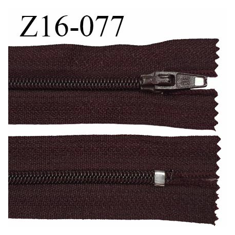 Fermeture zip 16 cm non séparable couleur lie de vin zip glissière nylon prix à l'unité