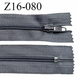 Fermeture zip 16 cm non séparable couleur gris zip glissière nylon prix à l'unité