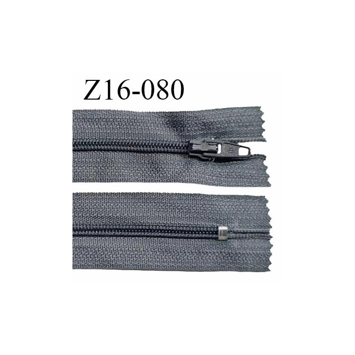 Fermeture zip 16 cm non séparable couleur gris zip glissière nylon prix à l'unité