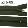 Fermeture zip 16 cm non séparable couleur vert kaki foncé zip glissière nylon prix à l'unité