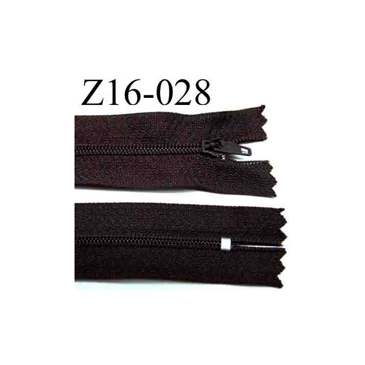 fermeture éclair longueur 16 cm couleur marron non séparable zip nylon largeur 2.5 cm largeur du zip 4 mm 