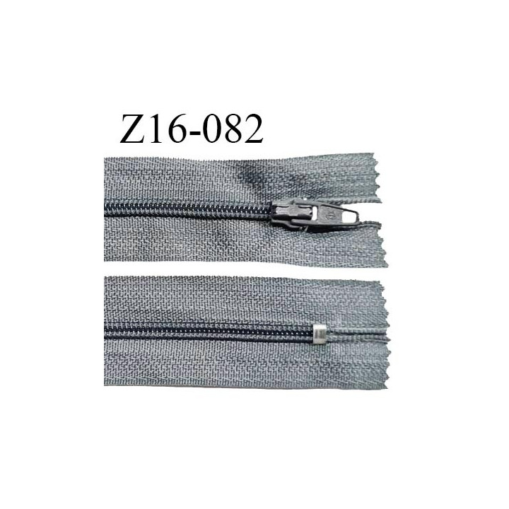 Fermeture zip 16 cm non séparable couleur gris zip glissière nylon prix à l'unité