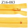 Fermeture zip 16 cm non séparable couleur jaune zip glissière nylon prix à l'unité