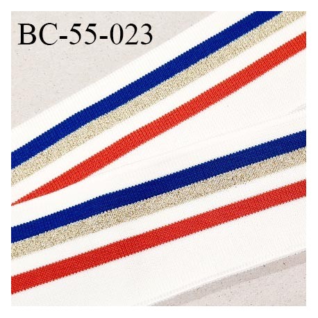 Bord-Côte 55 mm bord cote jersey maille synthétique couleur naturel bleu orange et doré pailleté prix à la pièce