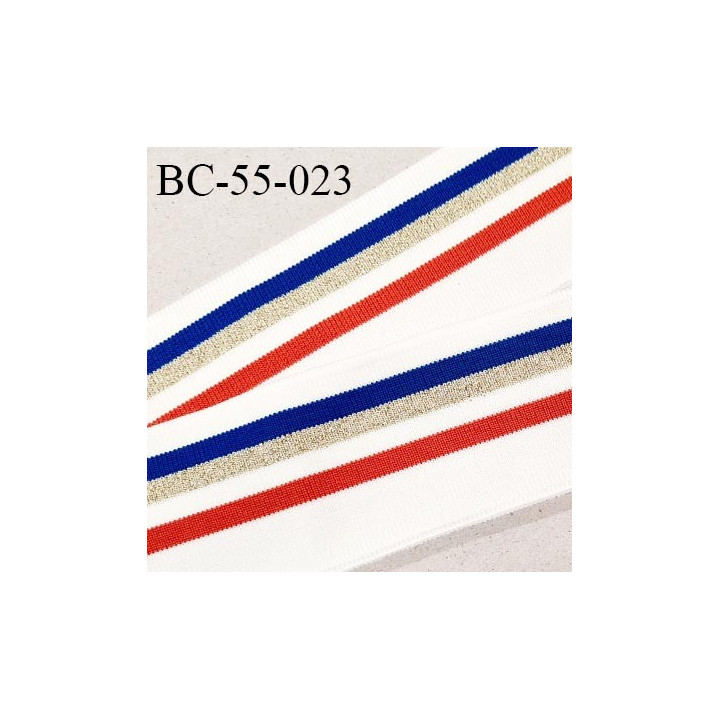 Bord-Côte 55 mm bord cote jersey maille synthétique couleur naturel bleu orange et doré pailleté prix à la pièce