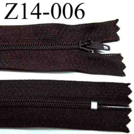 fermeture éclair  longueur 14 cm couleur marron non séparable largeur 2.5 centimètres zip métal largeur 4 mm
