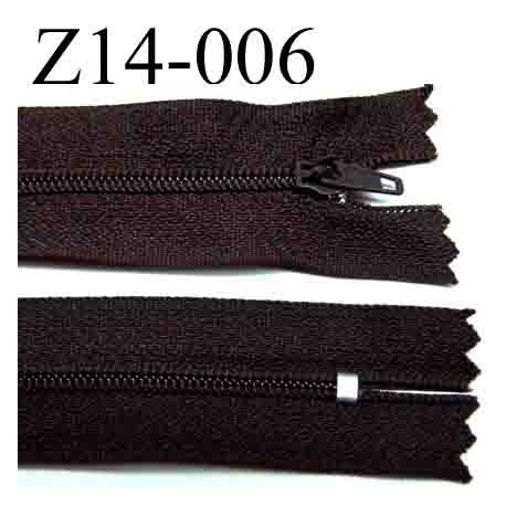 fermeture éclair longueur 14 cm couleur marron non séparable largeur 2.5 centimètres zip métal largeur 4 mm