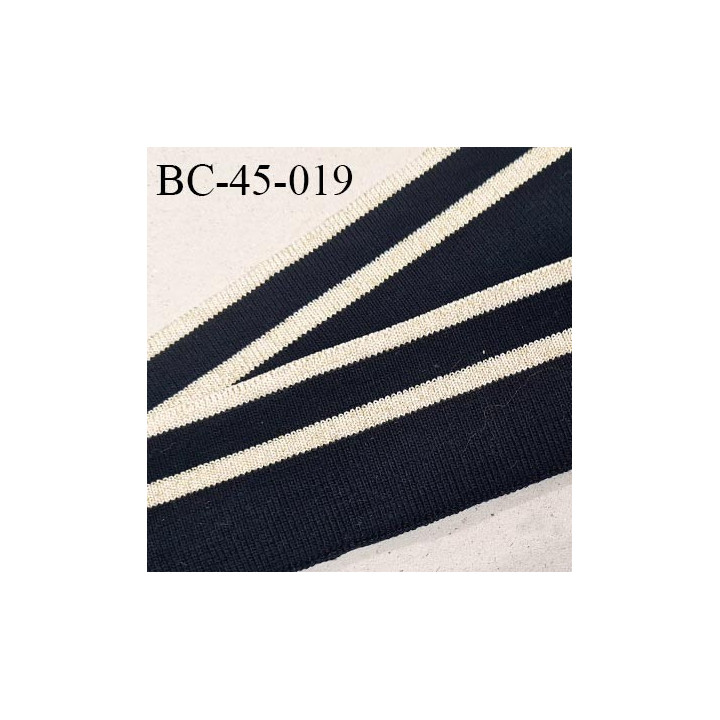 Bord-Côte 45 mm bord cote jersey maille synthétique couleur bleu marine et doré pailleté prix à la pièce