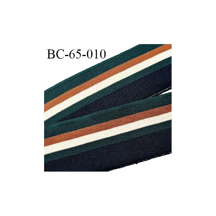 Bord-Côte 65 mm bord cote jersey maille synthétique couleur bleu marine vert marron et doré pailleté prix à la pièce