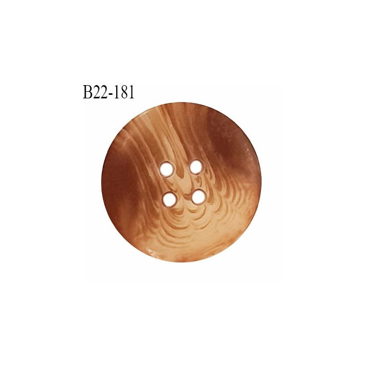 Bouton 22 mm couleur marron et beige marbré 4 trous diamètre 22 mm épaisseur 4 mm prix à l'unité