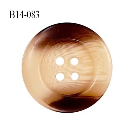 Bouton 14 mm couleur marron et beige marbré 4 trous diamètre 14 mm épaisseur 4 mm prix à l'unité