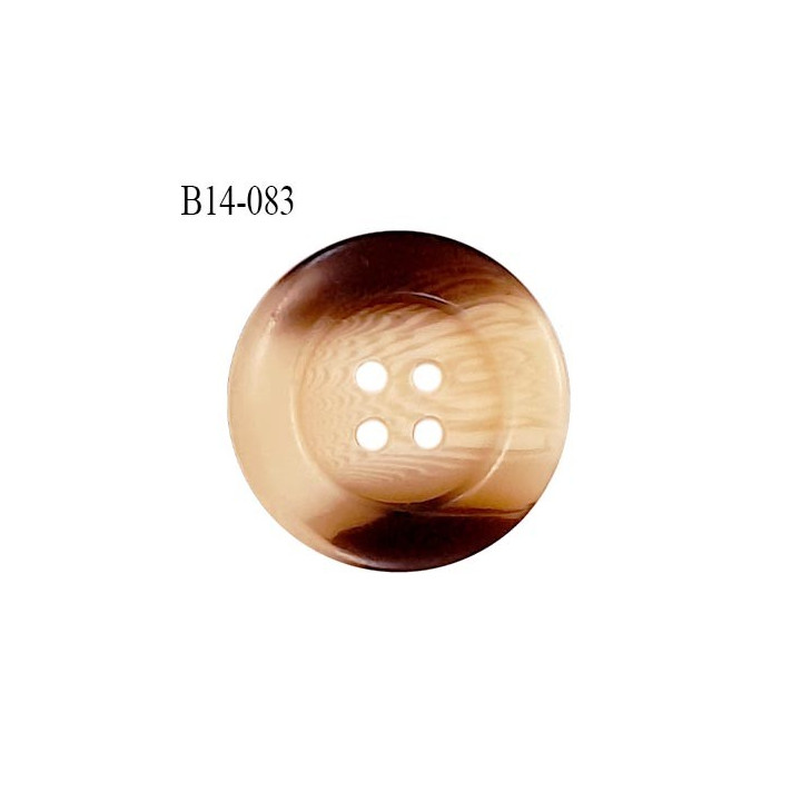 Bouton 14 mm couleur marron et beige marbré 4 trous diamètre 14 mm épaisseur 4 mm prix à l'unité