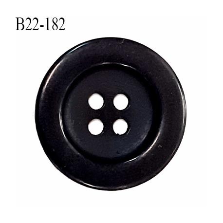 Bouton 22 mm en pvc couleur noir brillant 4 trous diamètre 22 mm épaisseur 4 mm prix à l'unité