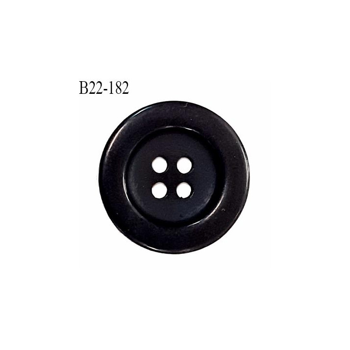 Bouton 22 mm en pvc couleur noir brillant 4 trous diamètre 22 mm épaisseur 4 mm prix à l'unité