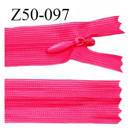 Fermeture zip 50 cm non séparable couleur rose fuchsia zip glissière nylon invisible prix à l'unité