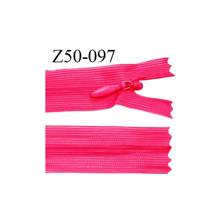 Fermeture zip 50 cm non séparable couleur rose fuchsia zip glissière nylon invisible prix à l'unité